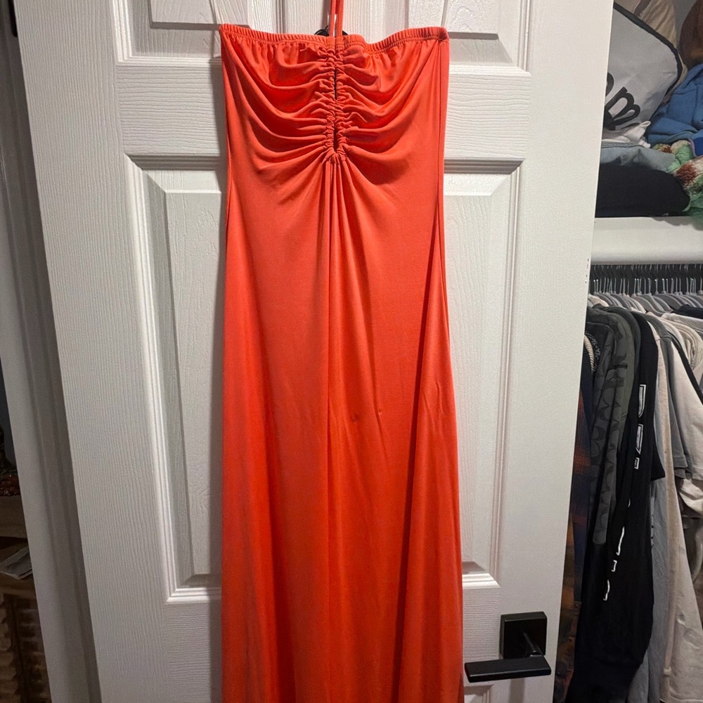 Elegant Orange Strapless Dress